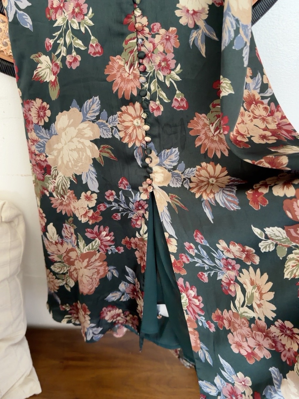 Dress Forum Green Floral Button Front Midi Dress Cottagecore S - Picture 6 of 11